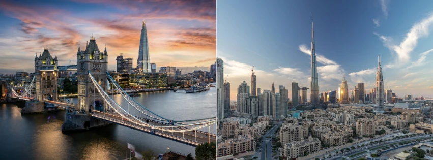 Visual comparison chart of visa requirements across UAE, UK, and EU
